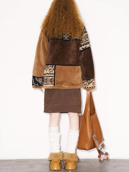 Paisley Sherpa Jacket Unisex Soft Fleece Coat
