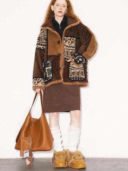 Paisley Sherpa Jacket Unisex Soft Fleece Coat