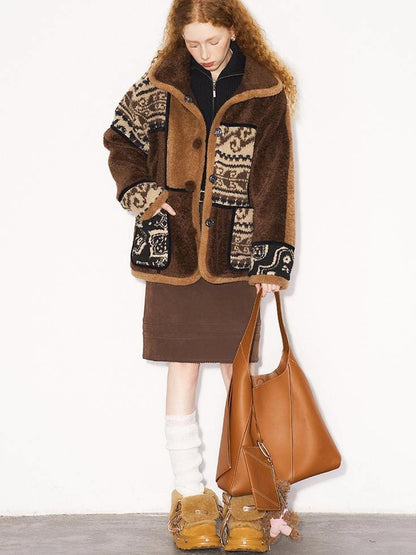 Paisley Sherpa Jacket Unisex Soft Fleece Coat