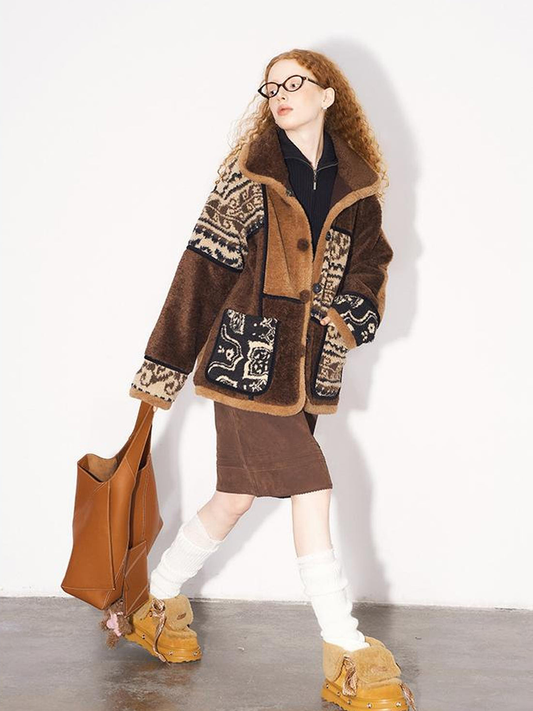 DIDDI MODA Paisley Sherpa Jacket Unisex Soft Fleece Coat