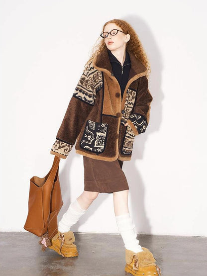 Paisley Sherpa Jacket Unisex Soft Fleece Coat