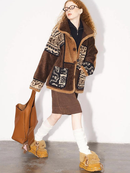 Paisley Sherpa Jacket Unisex Soft Fleece Coat