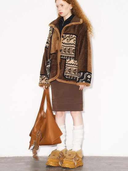 Paisley Sherpa Jacket Unisex Soft Fleece Coat