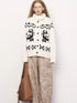 Panda Knit Cardigan Retro Cozy Fair Isle Sweater