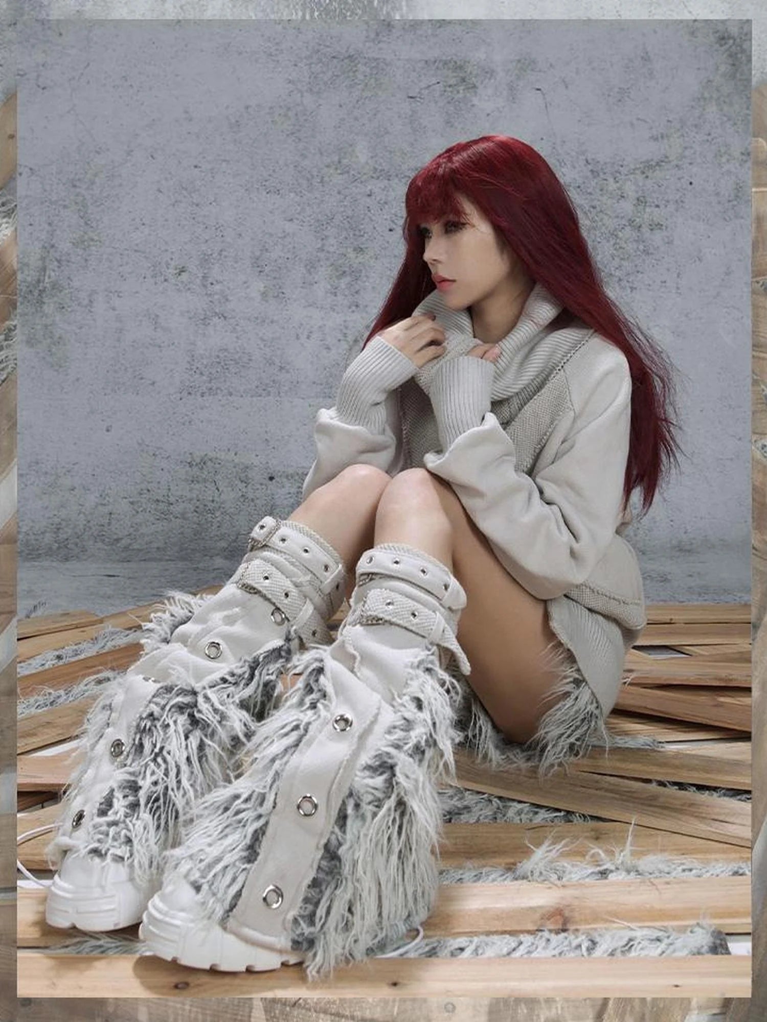 Patchwork Wool Punk Shorts Deer Velvet Street Edge