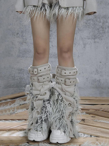 ARIADNAw Patchwork Wool Punk Shorts Deer Velvet Street Edge