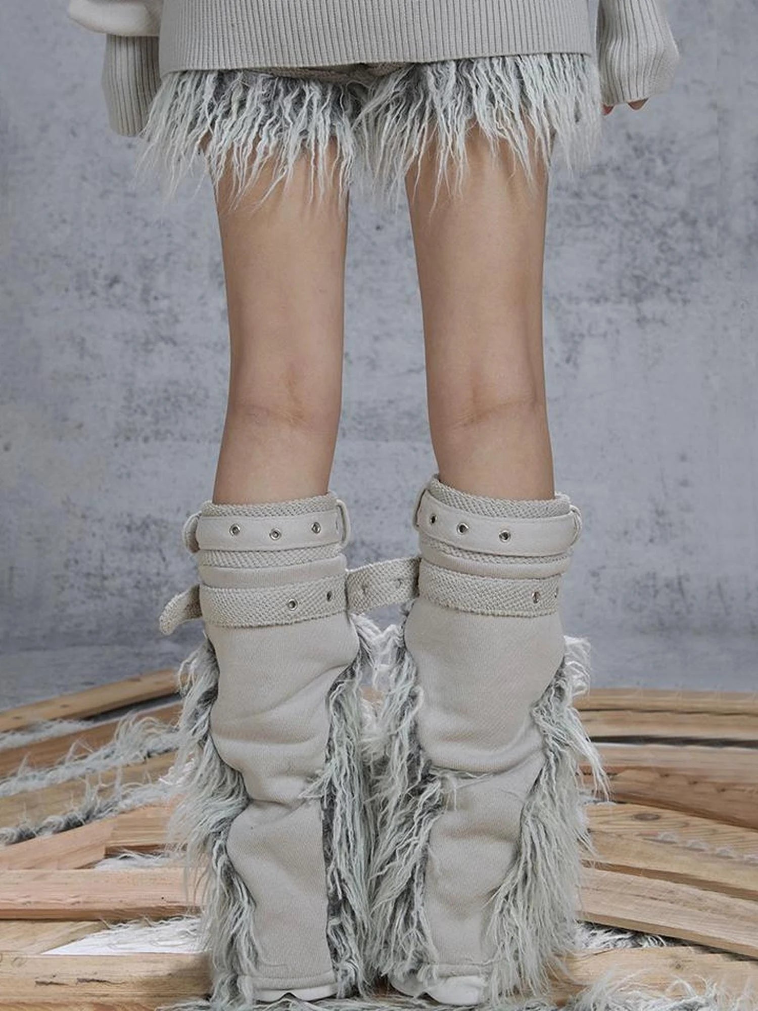 Patchwork Wool Punk Shorts Deer Velvet Street Edge