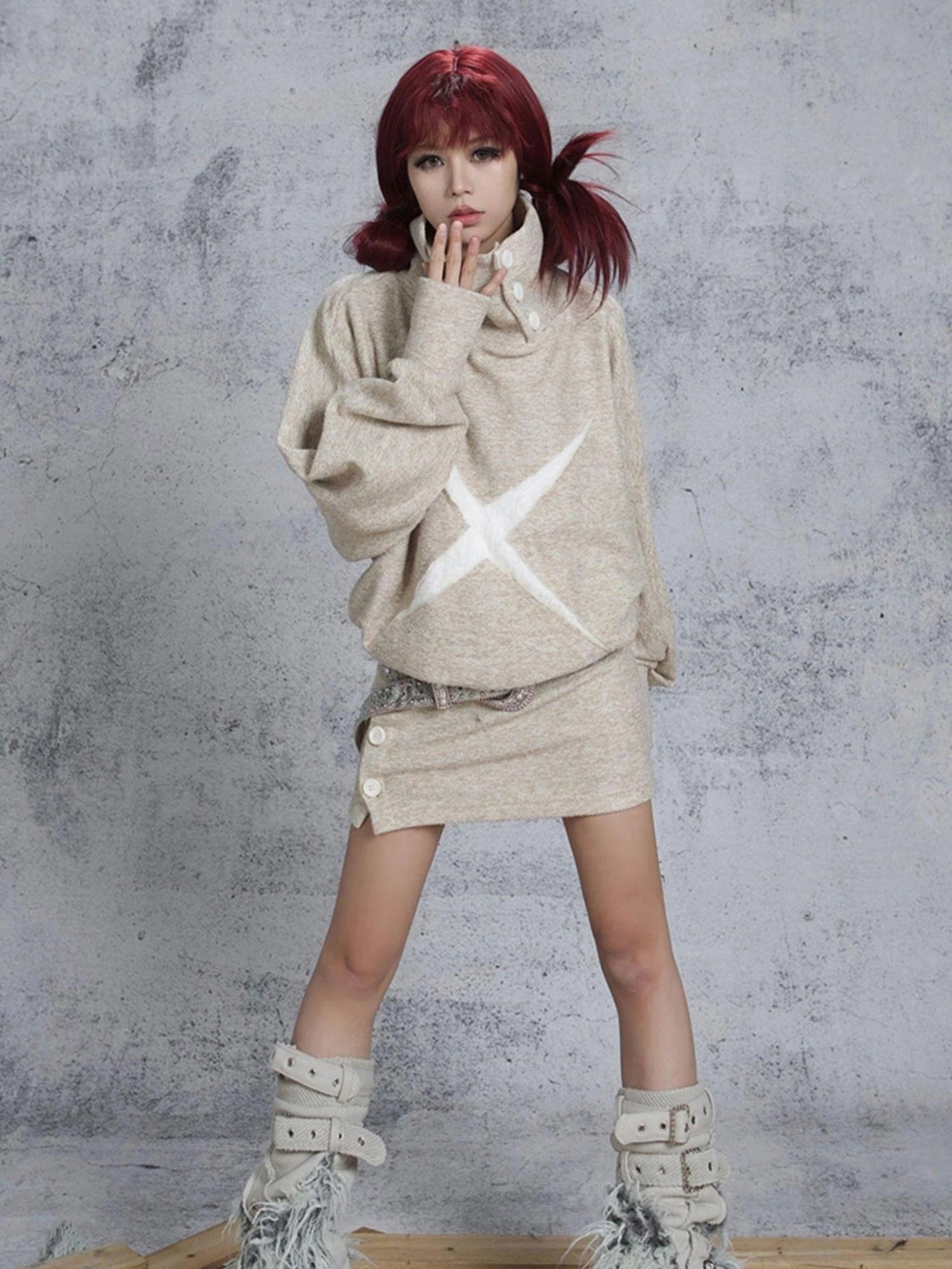 Patchwork Wool Punk Shorts Deer Velvet Street Edge