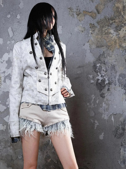 Patchwork Wool Punk Shorts Deer Velvet Street Edge