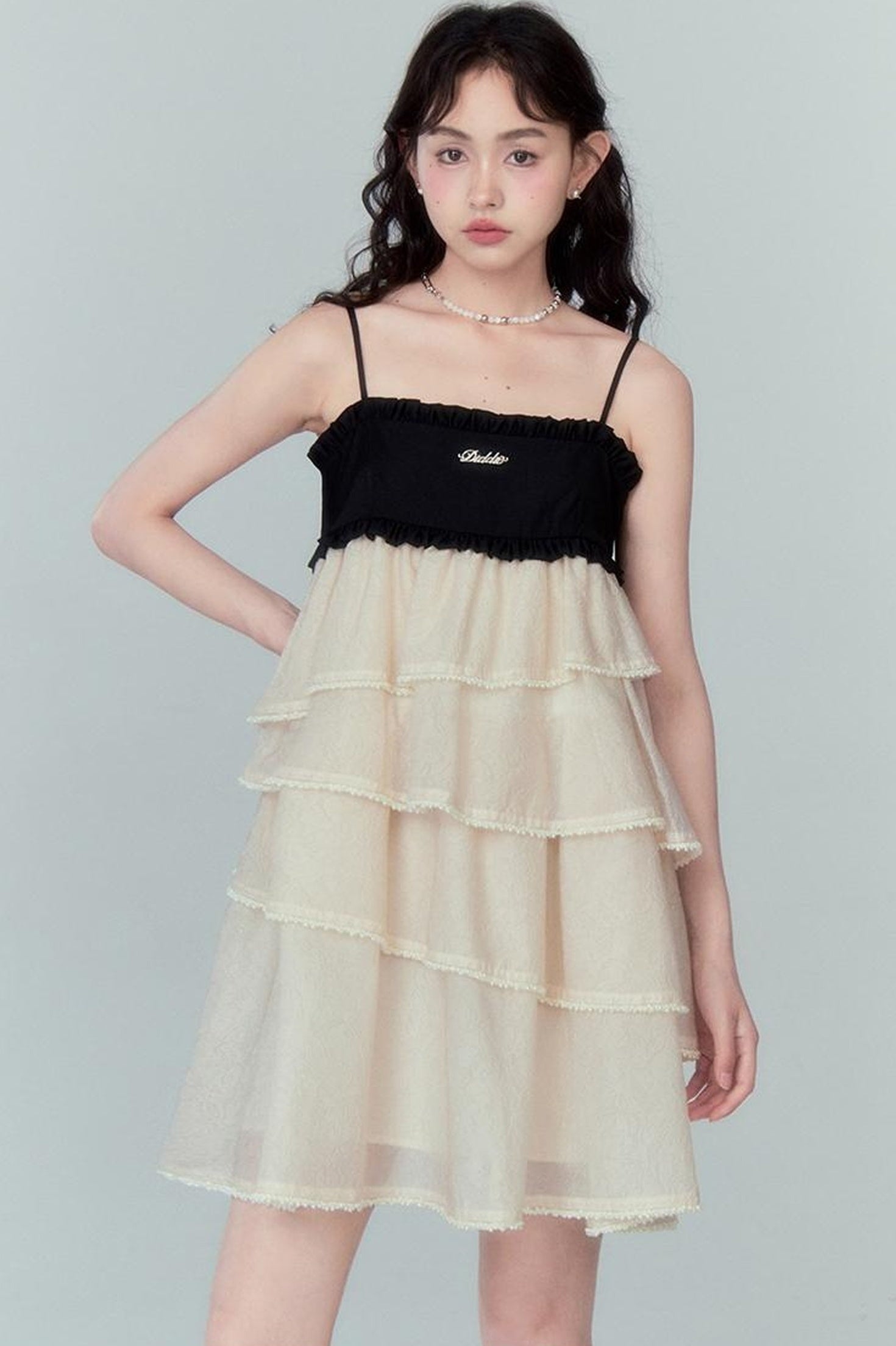 DIDDI MODA Pearl Tiered Mini Dress