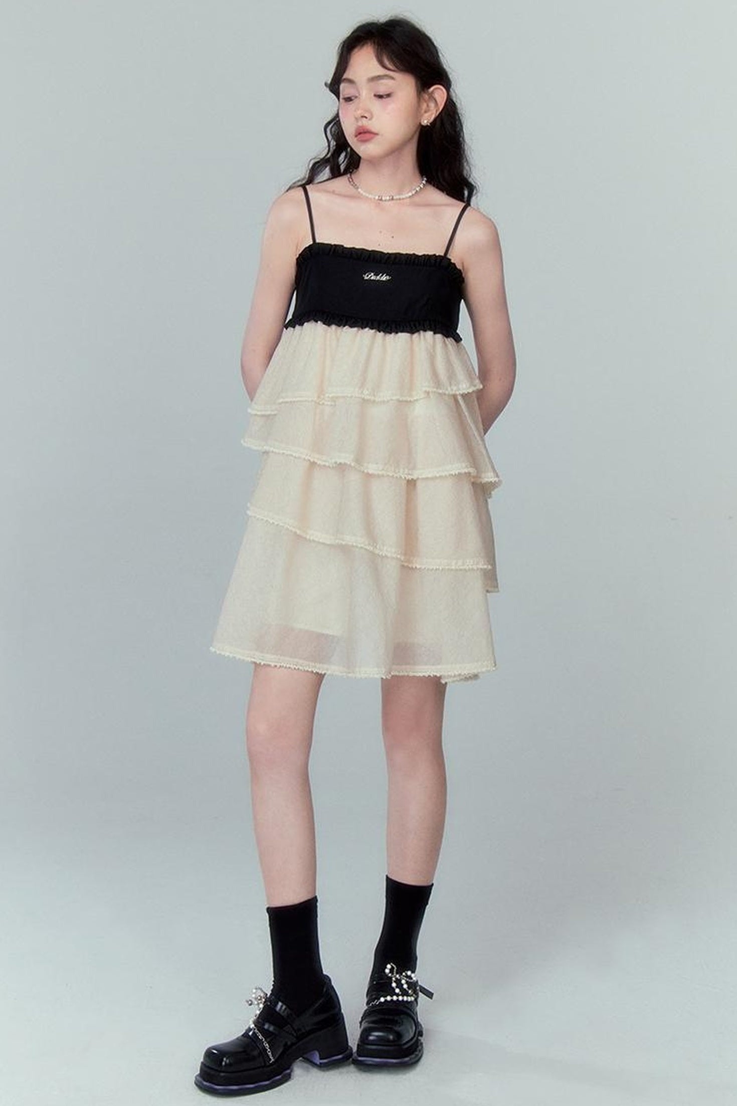 DIDDI MODA Pearl Tiered Mini Dress