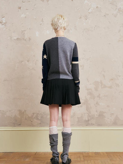 DIDDI MODA Penguin Patch Asymmetrical Knit Cardigan