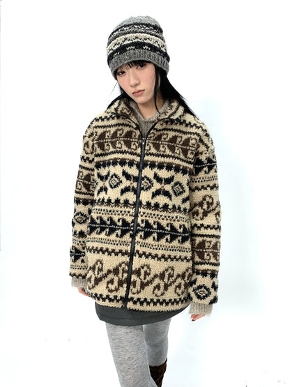 Updateang project Vintage Tribal Cashew Print Lambswool Jacket