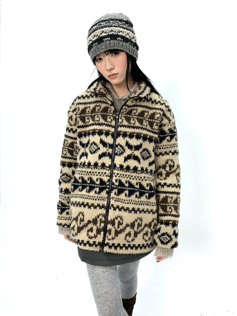 Updateang project Vintage Tribal Cashew Print Lambswool Jacket
