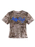 Achihara Pinecone Velvet Tee Retro Print Slim Fit Short Sleeve
