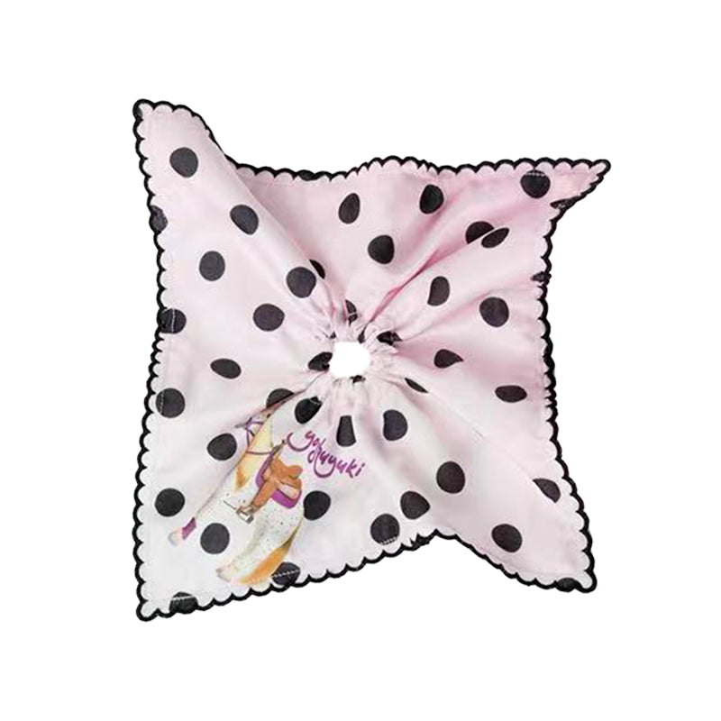 Vintage Polka Dot Pony Print Scarf Tie Hair Accessory