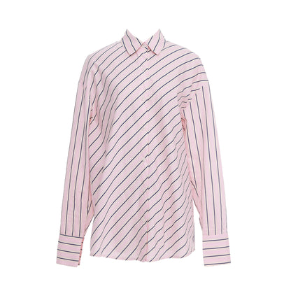 YOSHUYUKI Pink Blue Contrast Stripe Oversized Shirt