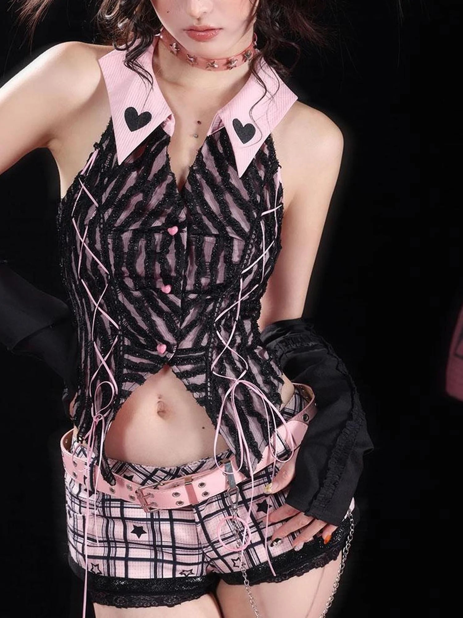 Pink Backless Satin Camisole Top