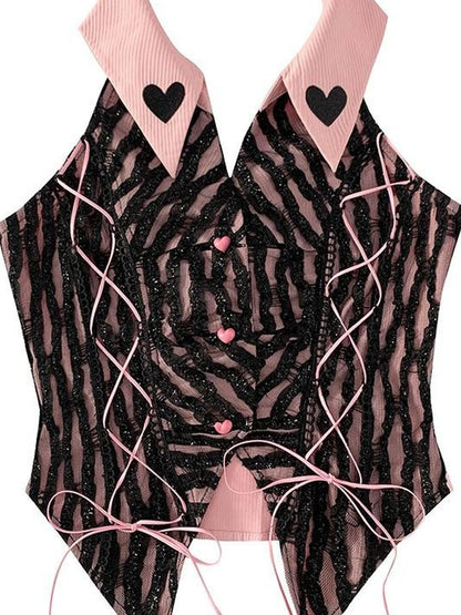 Pink Backless Satin Camisole Top