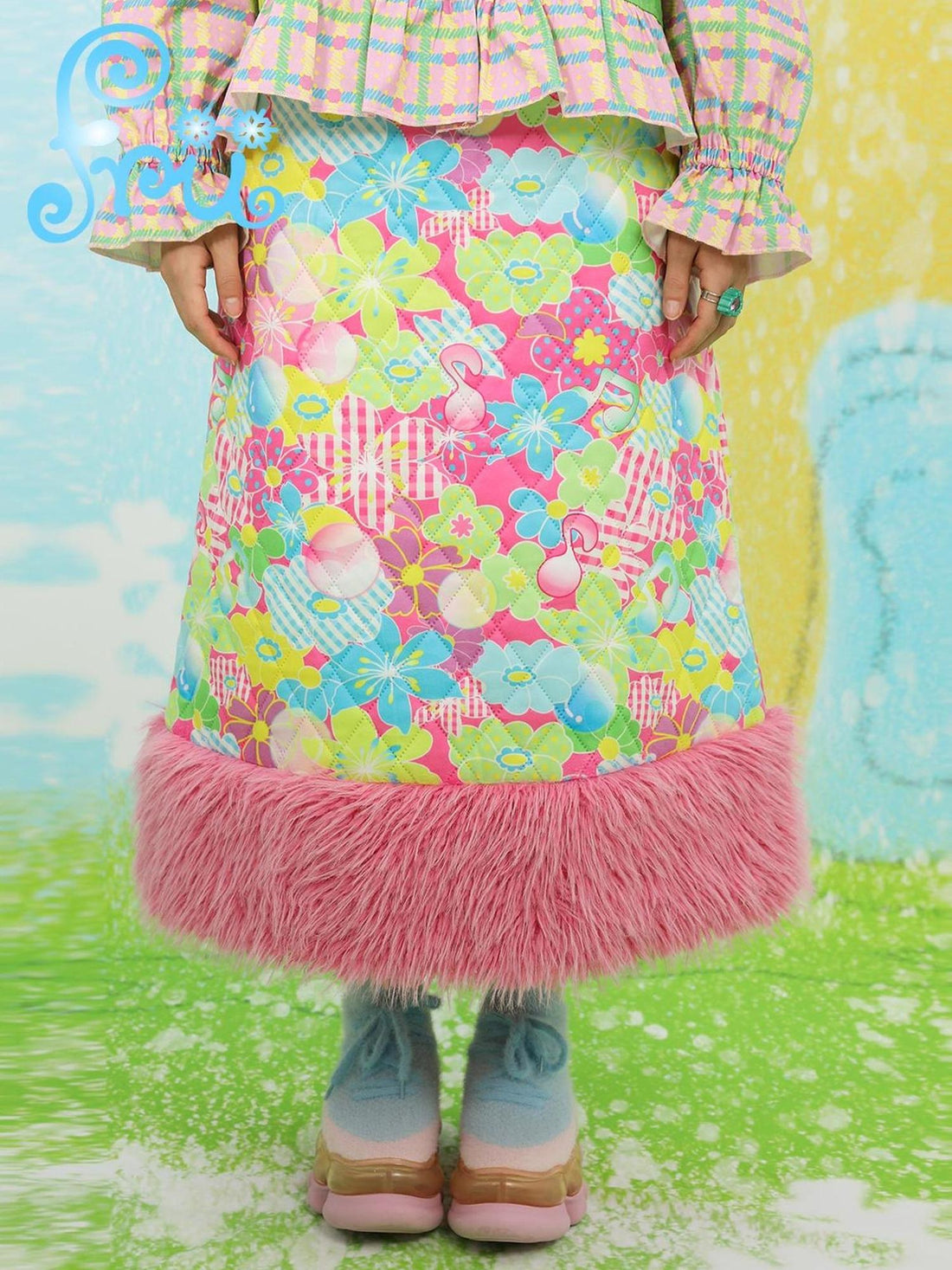 Frufru Gulu Pink Cartoon Print Playful Dress For Girls Frufru Gulu Design