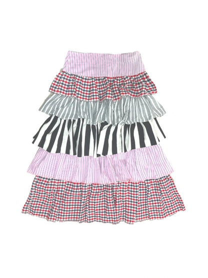 Pink Layered Striped Knit Tiered Cake Dresses