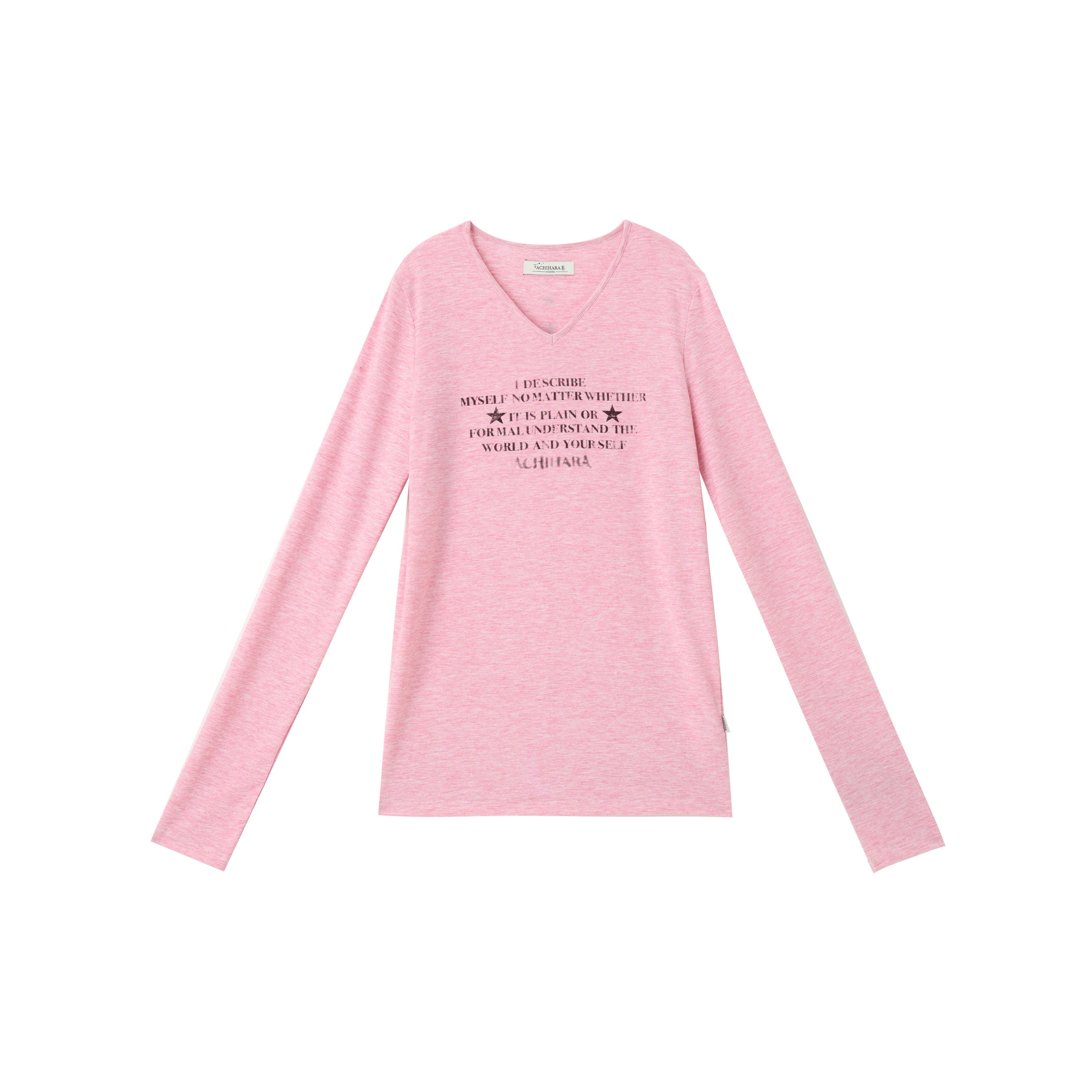 Achihara Long Sleeve T-Shirt With Inspirational Print Describe Yourself Beyond Rules