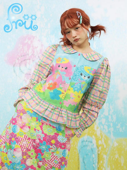 Pink Puppy Girl Autumn Winter Plaid Shirt