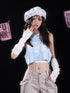 WSW WUSHENWU Pink & Blue Rhinestone Hooded Vest Two Piece Set