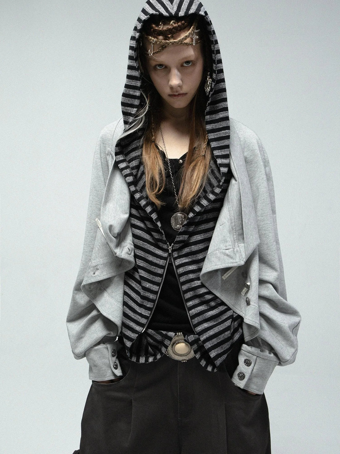 Pirate Style Batwing Sleeve Asymmetrical Cardigan Sweatshirt