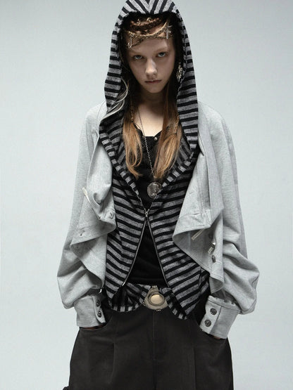 Pirate Style Batwing Sleeve Asymmetrical Cardigan Sweatshirt