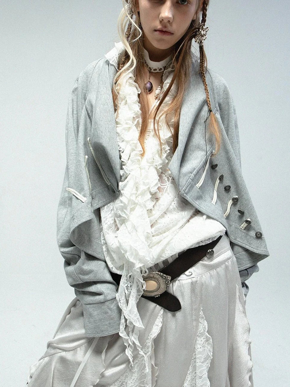 Pirate Style Batwing Sleeve Asymmetrical Cardigan Sweatshirt