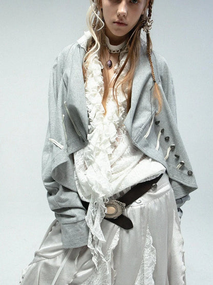 Pirate Style Batwing Sleeve Asymmetrical Cardigan Sweatshirt