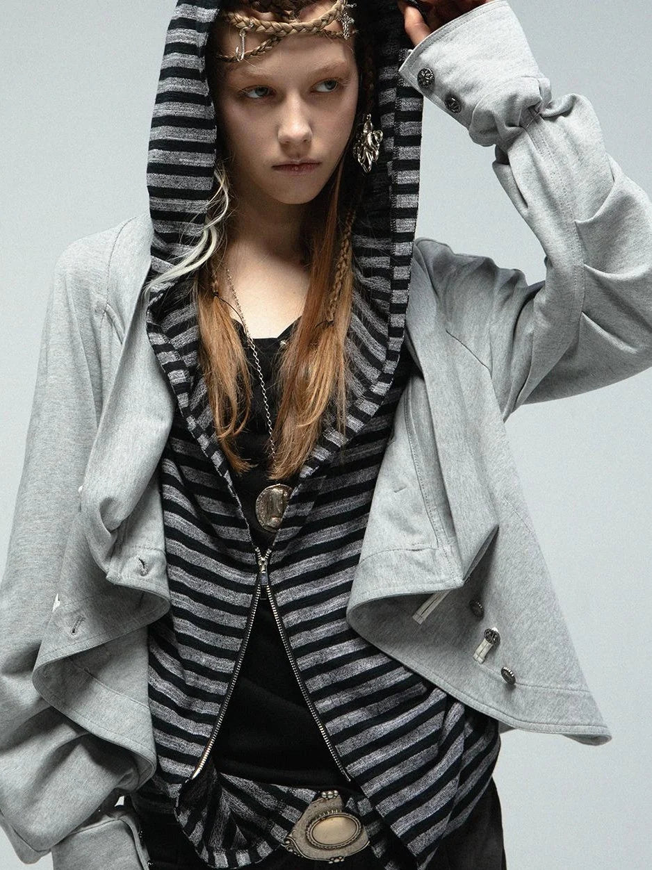 Pirate Style Batwing Sleeve Asymmetrical Cardigan Sweatshirt