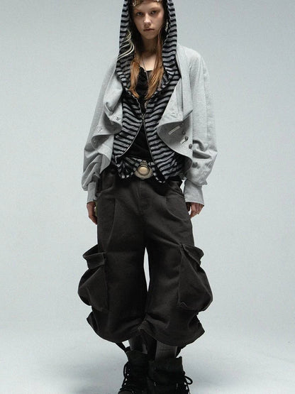 Pirate Style Batwing Sleeve Asymmetrical Cardigan Sweatshirt