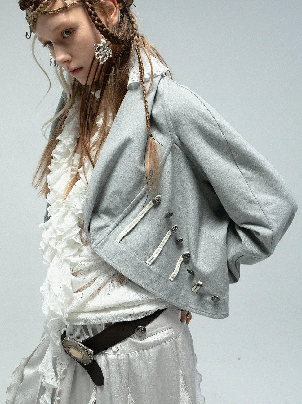 Pirate Style Batwing Sleeve Asymmetrical Cardigan Sweatshirt