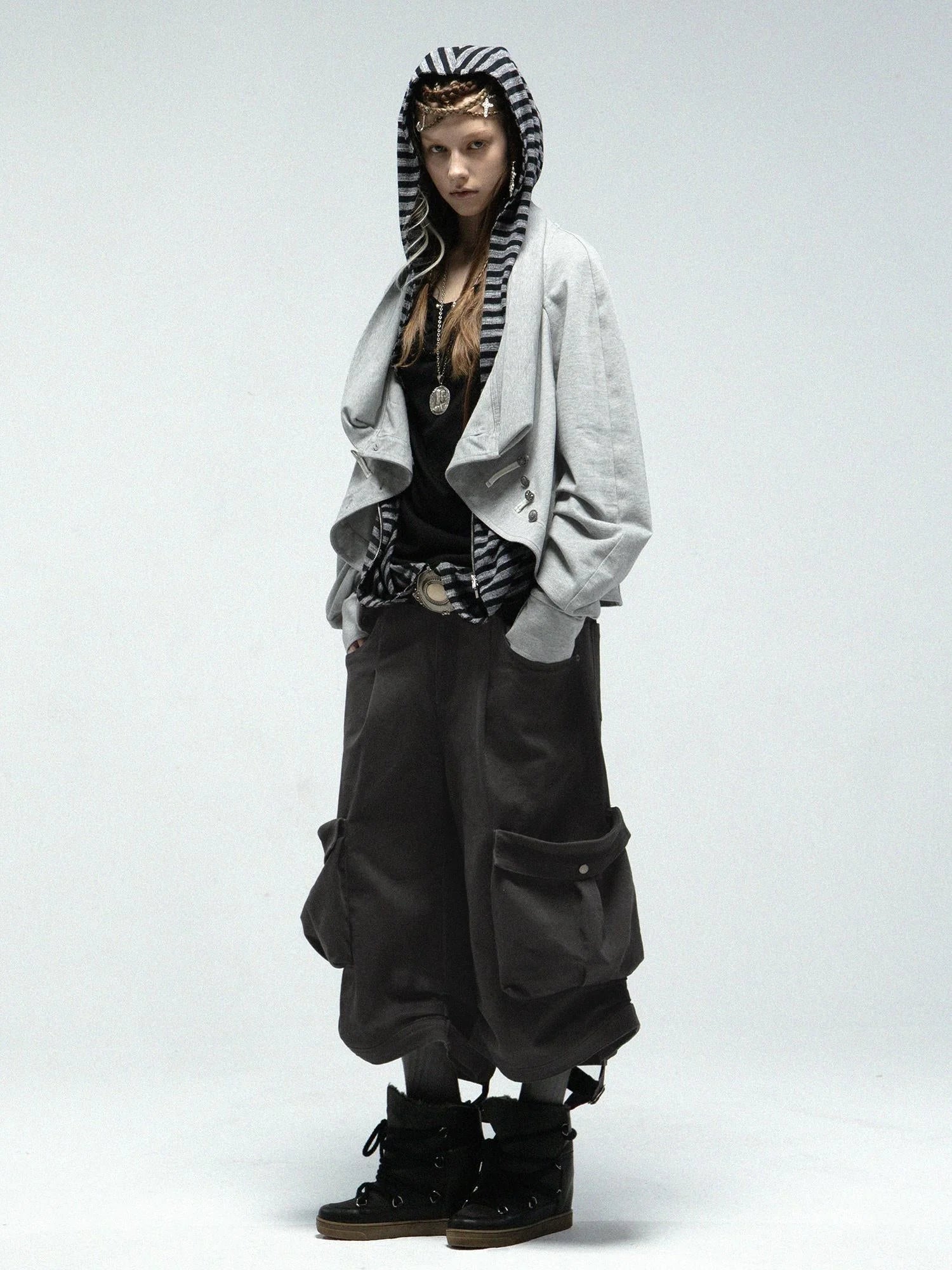 Pirate Style Batwing Sleeve Asymmetrical Cardigan Sweatshirt