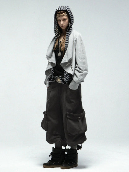 Pirate Style Batwing Sleeve Asymmetrical Cardigan Sweatshirt