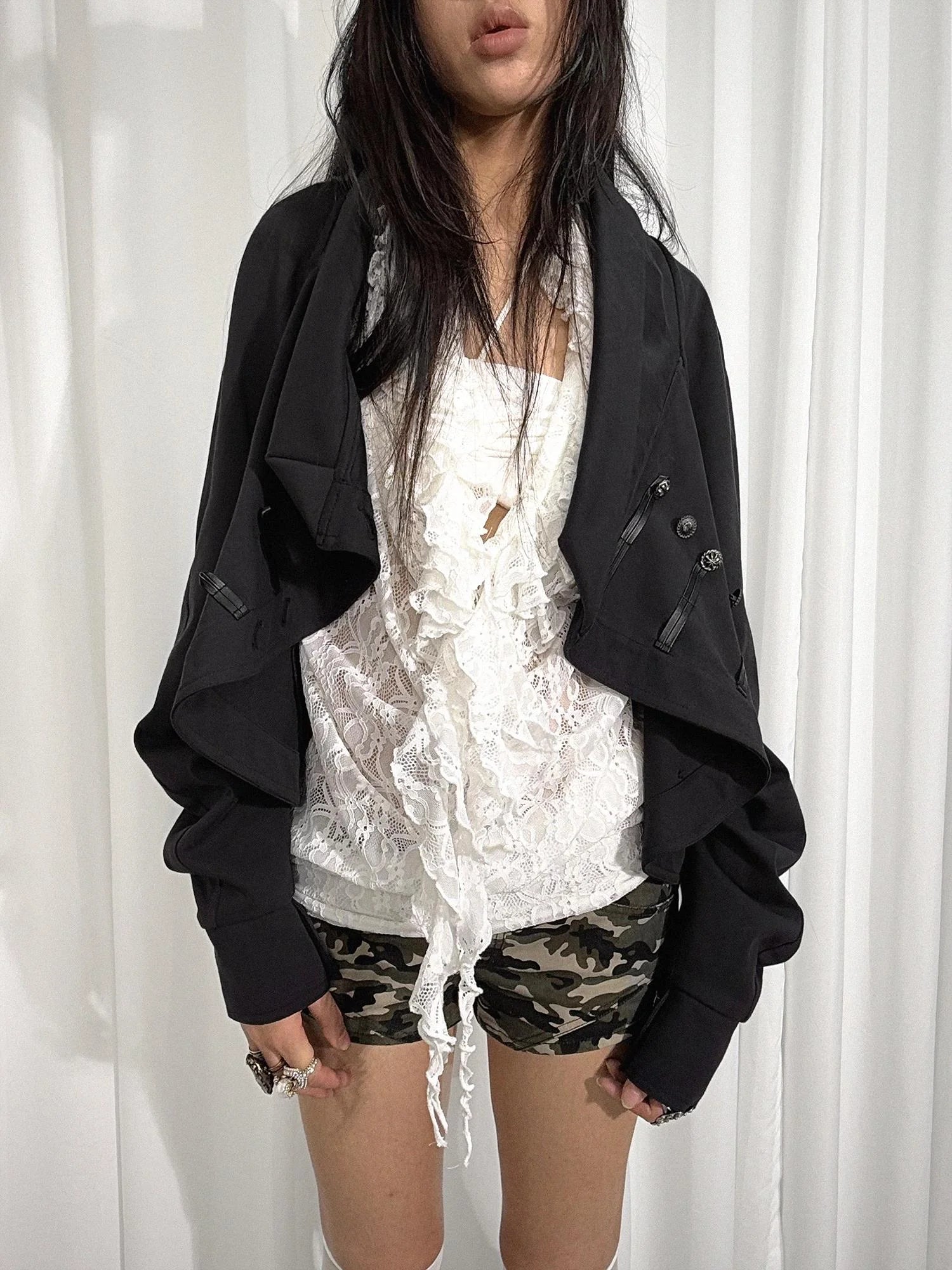 Pirate Style Batwing Sleeve Asymmetrical Cardigan Sweatshirt