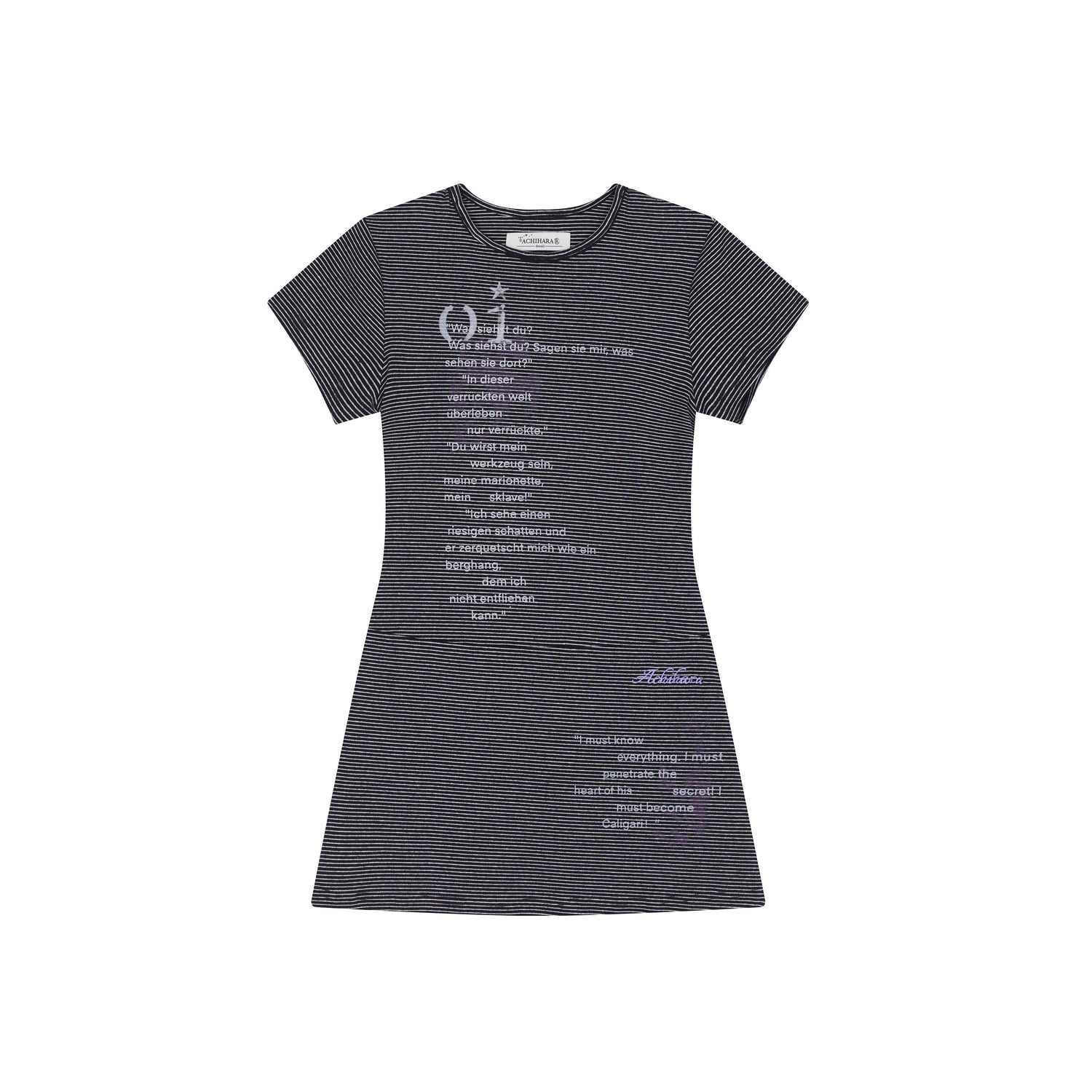 Achihara Distorted Pixel Stripe V Neck T Shirt Long Sleeve
