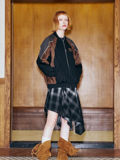 Plaid Gradient Asymmetrical Skirt