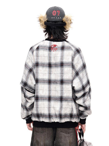 Peoplesense Plaid Polar Fleece Detachable Thermal Couple Oversized Sweatshirt