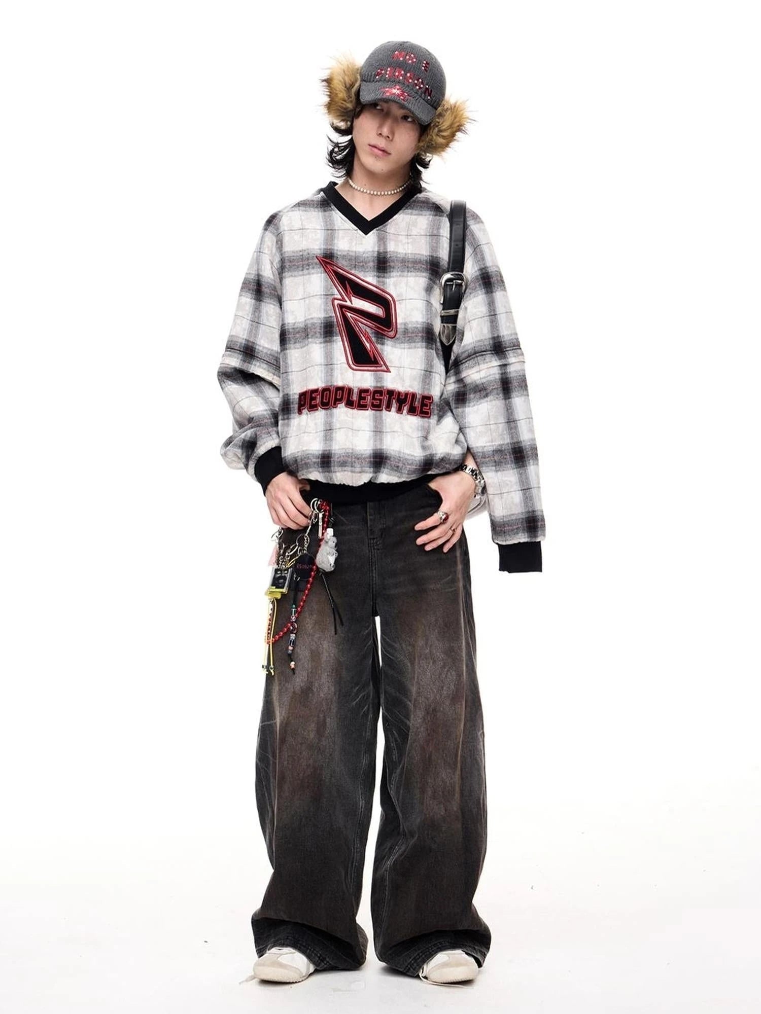 Plaid Polar Fleece Detachable Thermal Couple Oversized Sweatshirt