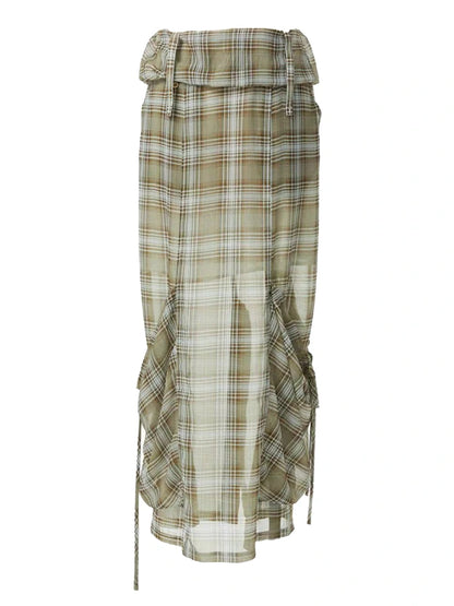 Plaid Halter Neck Top with Floral Lace Trim