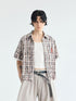 Peoplesense Plaid Two Piece Short Sleeve Cotton Shirt With Polo Collar