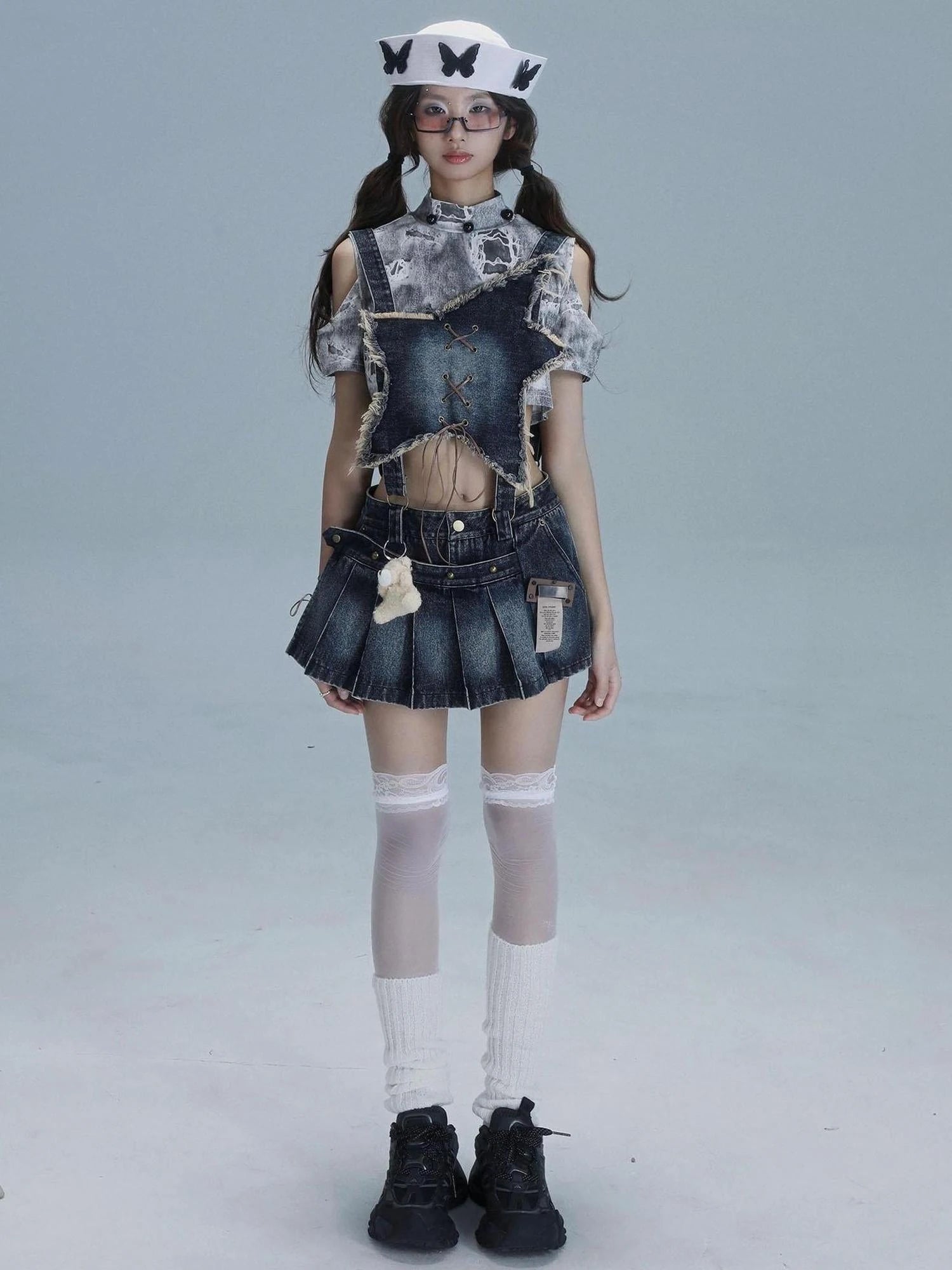 Playful Bear Detachable Denim Jumpskirt