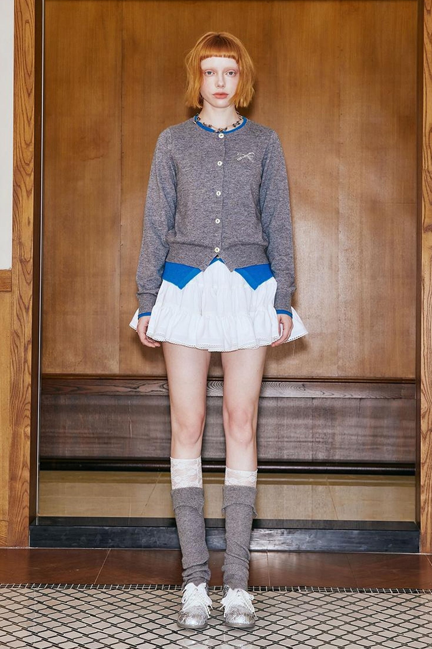 DIDDI MODA Playful Bow Bead Embroidered Knit Cardigan