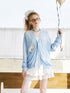 DIDDI MODA Playful Cat Apple Knit Cardigan Starfish Embroidered Top