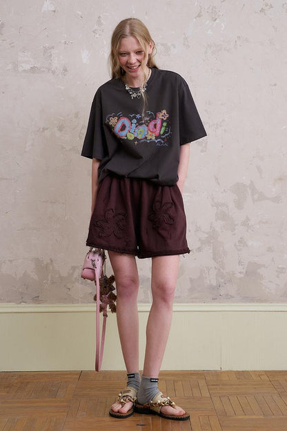 DIDDI MODA Playful Letter Print Cotton Tee