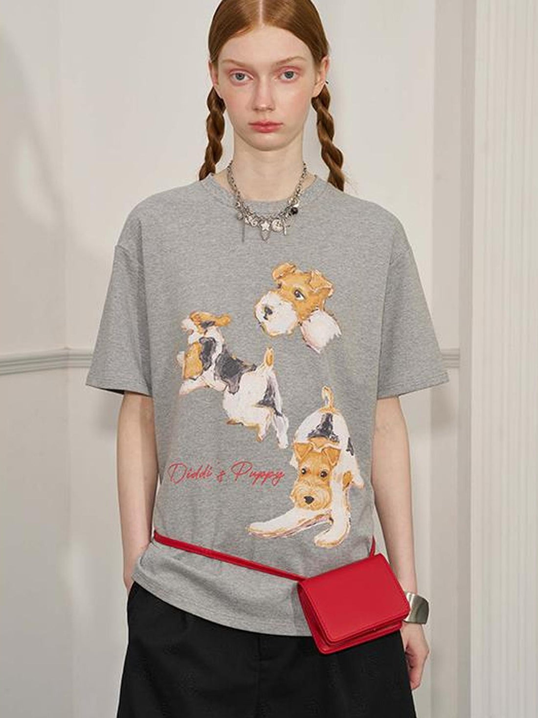 DIDDI MODA Playful Puppies Print Cotton Tee