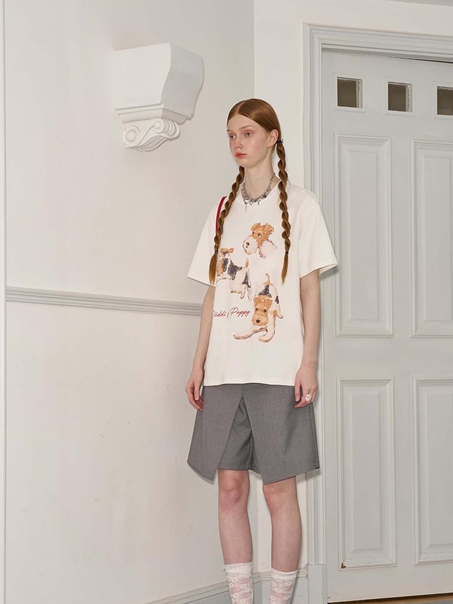 DIDDI MODA Playful Puppies Print Cotton Tee